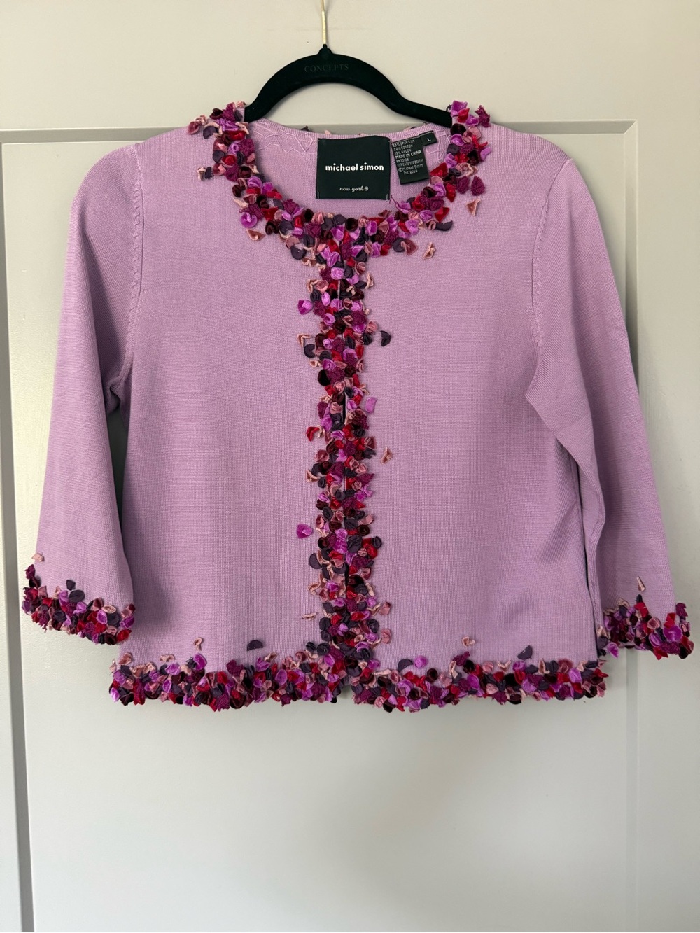 Michael Simon Purple Silk Cotton Cardigan Size Large